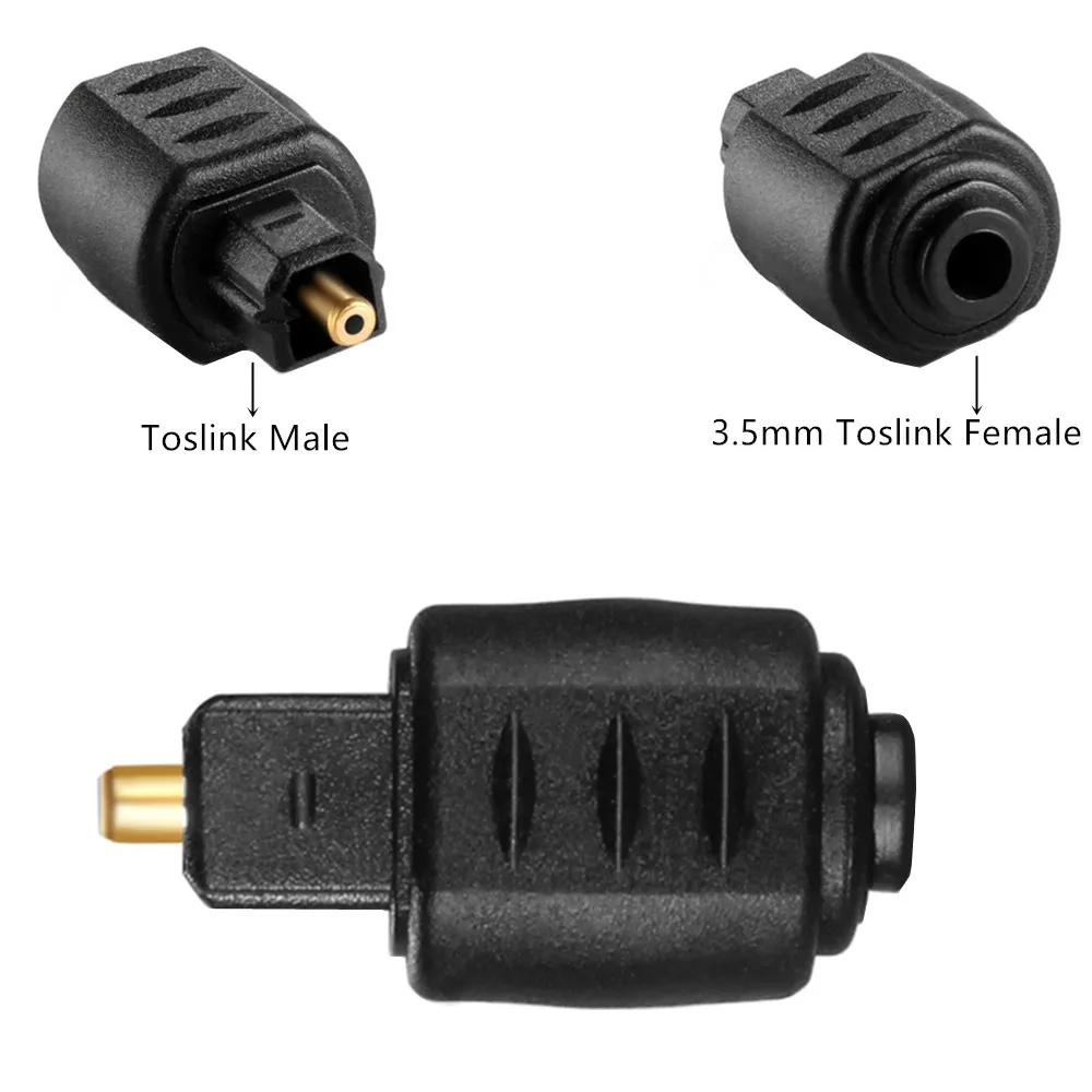 1 pz/3 pz testa di conversione in fibra ottica nera spina Toslink ottica 3.5mm Mini Jack femmina a adattatore Audio digitale Toslink M