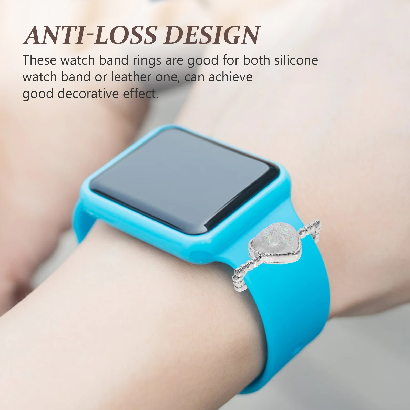 

4pcs Watch Band Charms Metal Watchband Loop Decor Delicate Watch Accessories For Smartwatch Strap Silicone Band Ring