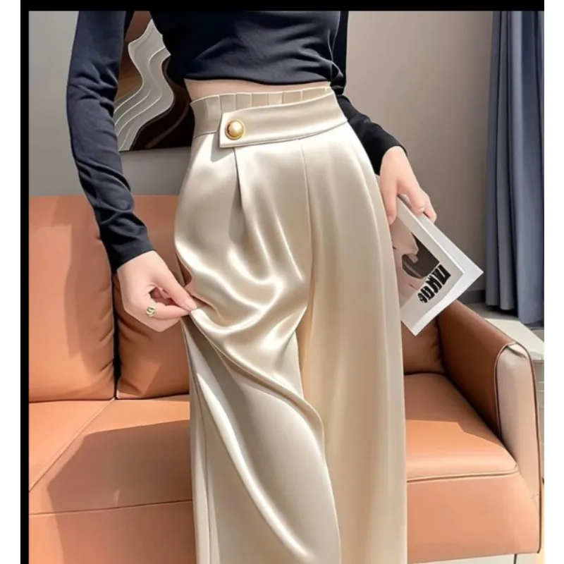 New Wide-leg Pants High-waisted Suit for Women with Lazy Style Small Drooping Style