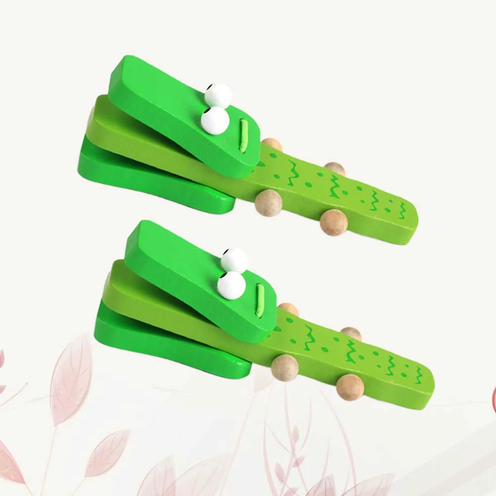 

2 Pcs Musical Instrument for Kids Toys Wooden Clappers Cartoon Crocodile Castanet Castanets Bamboo Baby Sensory