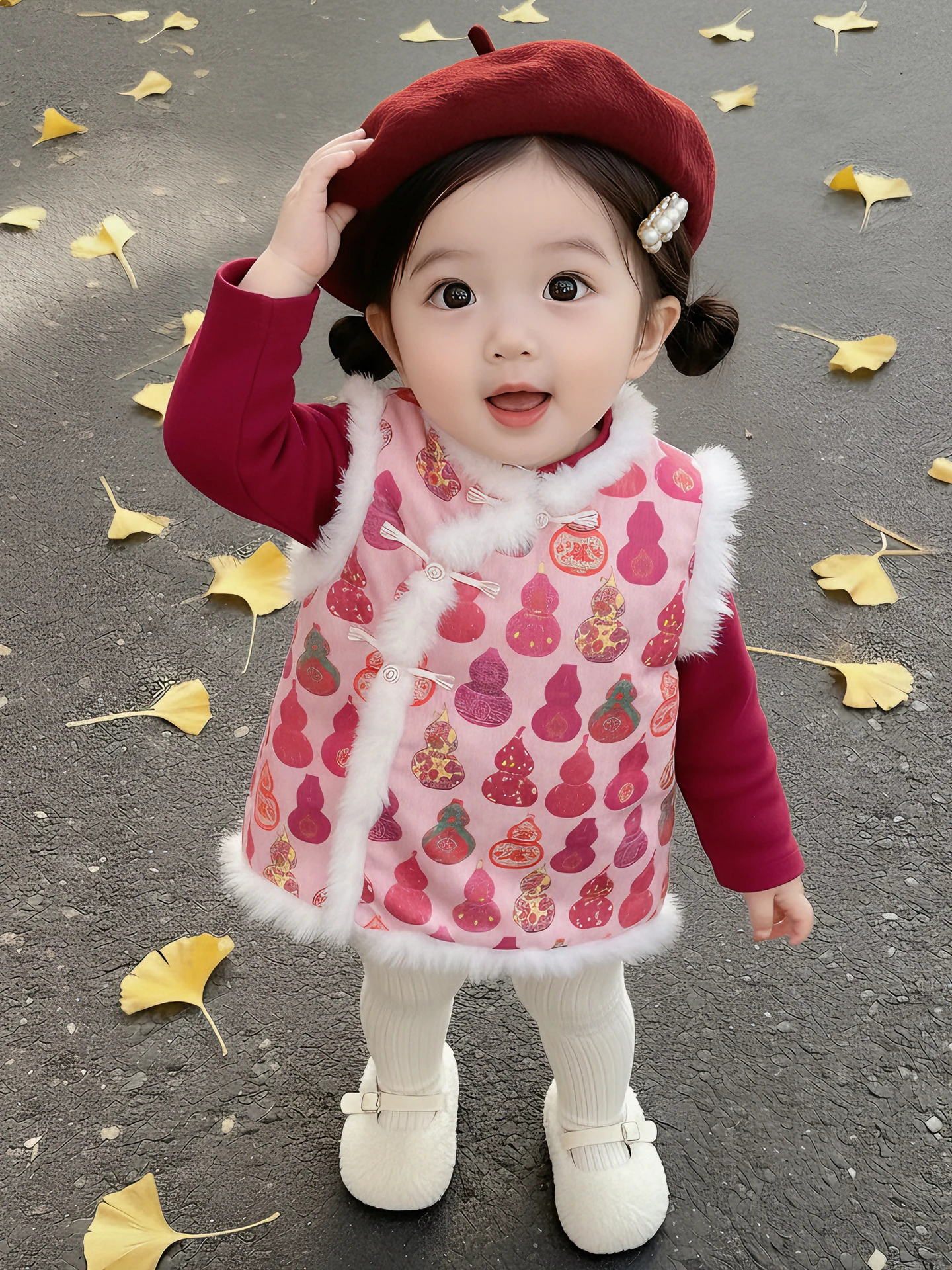 

Новогодний наряд: Детский традиционный китайский костюм Ханьфу (красный) для девочек, зимняя хлопковая одежда для детей на день рождения