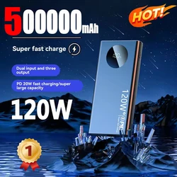 120W Super Fast Charging 500000mAh High Capacity Power Bank Thin Light Digital Display Power Bank For iPhone Samsung Huawei 2025