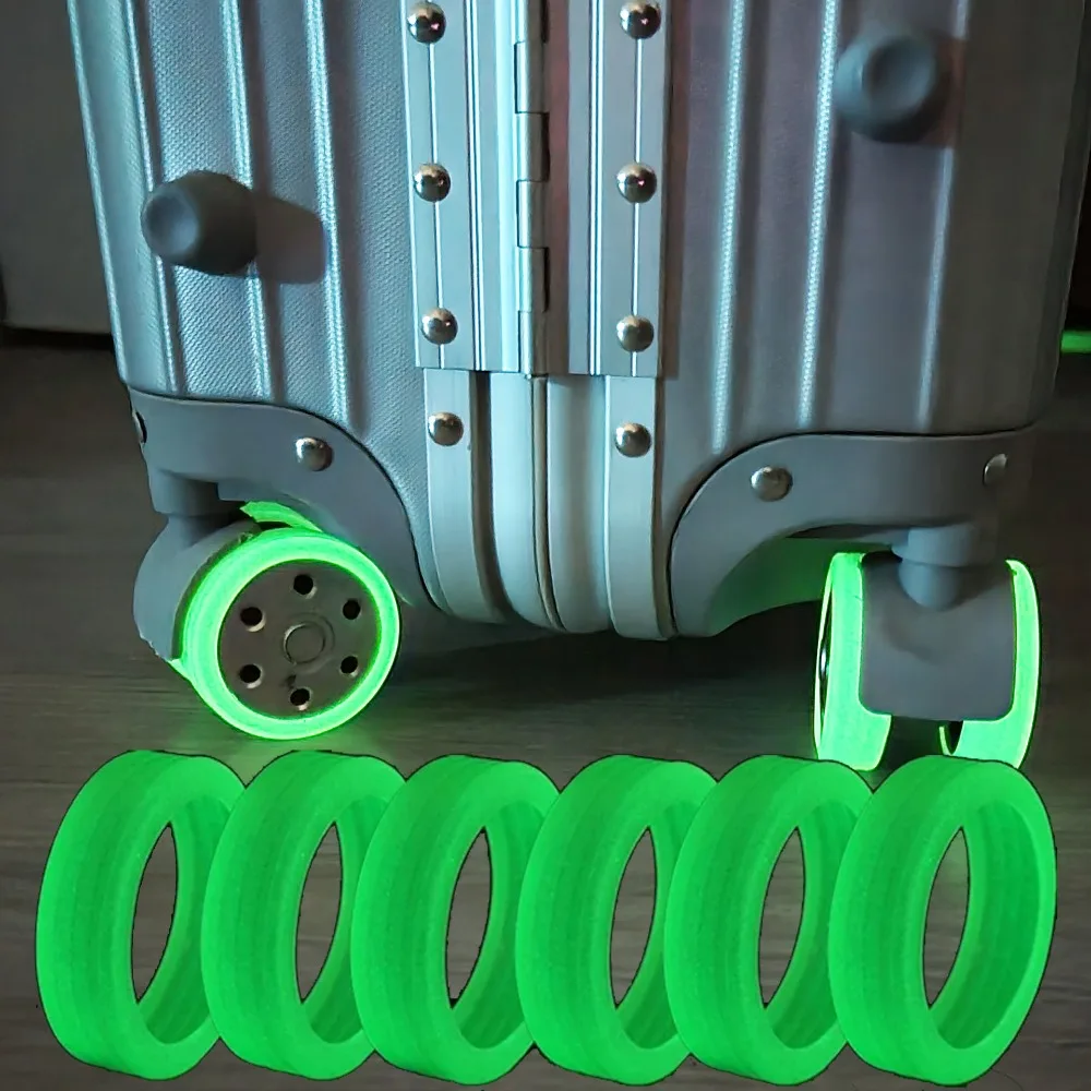 4/8Pcs Silicone Luminous Luggage Wheels Protector Noise Wheels Guard Cover Luggage Accessories Suitcase Wheels Protection Cover