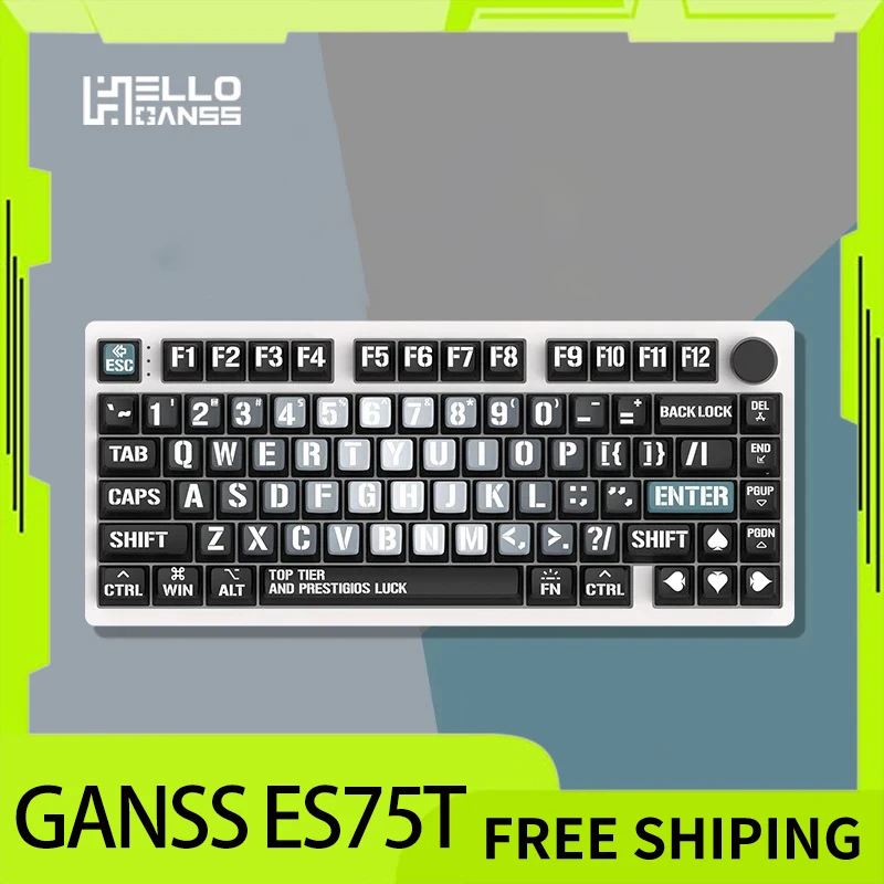 

Ganss Es75t Magnetic Axis Keyboard Aluminium Alloy With Knob Tri Mode Mechanical Keyboard Custom E-Sports Gamer For Pc Accessory