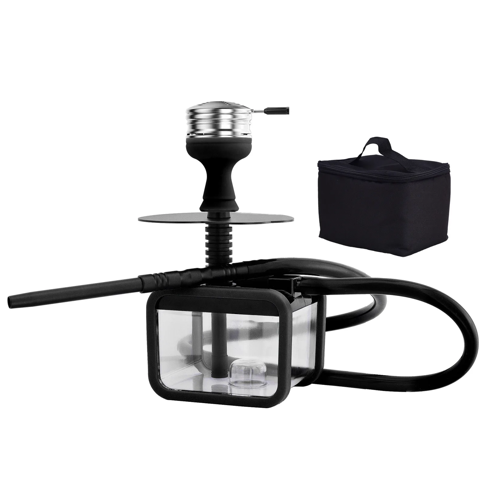

The Nomad Compact Hookah Set: Sleek Square Acrylic Hookah Box with Carry Bag for On-the-Go Sessions Shisha Narguile