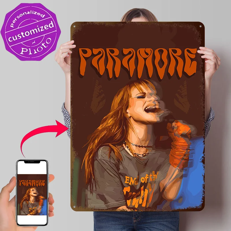 Paramore Concert Art Personalized 3D Textured Metal Poster Wall Art Vintage Tin Signs for Room Decorations Man Cave Wand Deko
