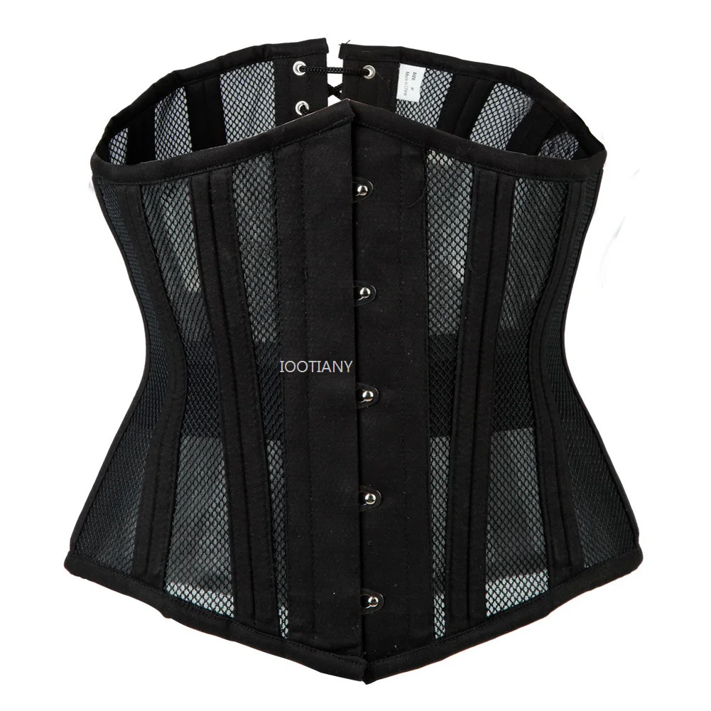 Mesh Steel Bone Outer Wear Push Up Corset Steampunk Underbust Bustier  Steel Palace Waist Shaper Shapewear Belts Black Bustiers