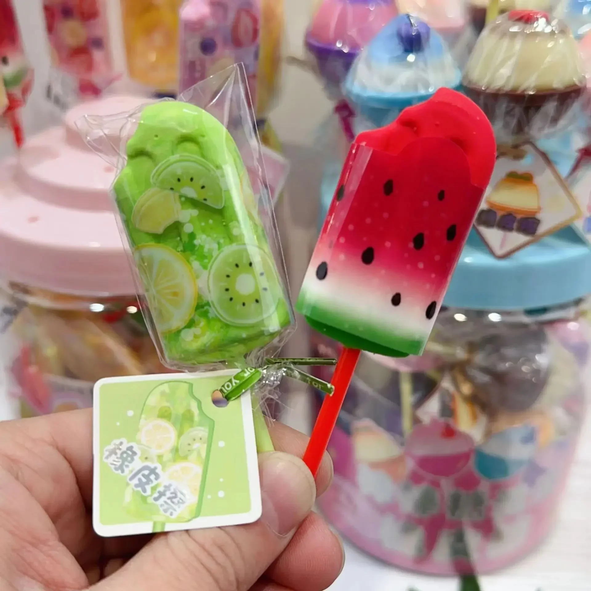 New 4Pcs/Set Student Prizes Fruit Watermelon Common Lemon Eraser Rubber Eraser Promotional Gift Stationery Erasers for Kids