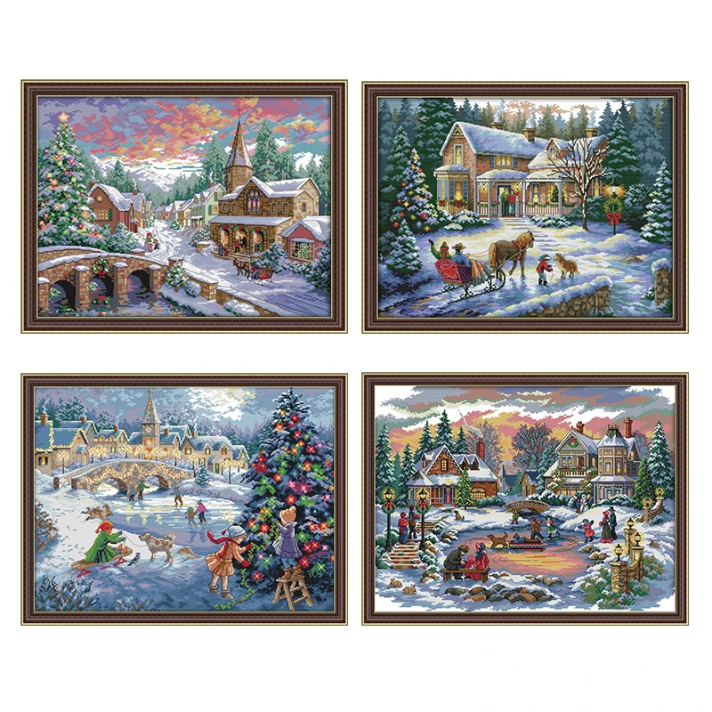 Winter Schnee Szene Weihnachten Serie Kreuz Stich 11CT 14CT Kreuz Stich Kit Stickerei Hand DIY Weihnachten Dekoration Geschenk