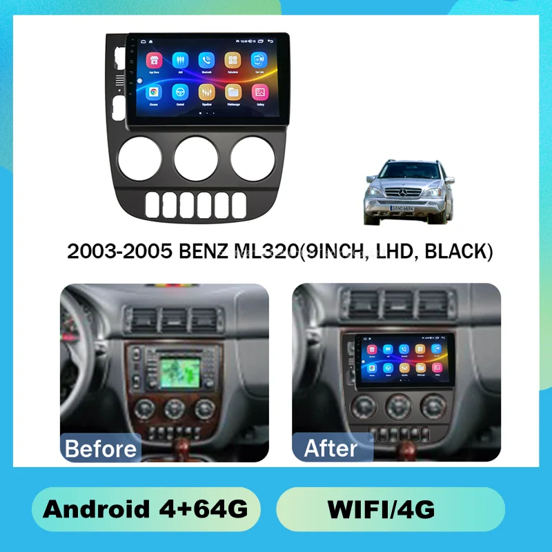 For Mercedes Benz M Class W163 ML 2003-2006 Navigation GPS Car Radio Multimedia Video Player 4G LTE 5G WIFI