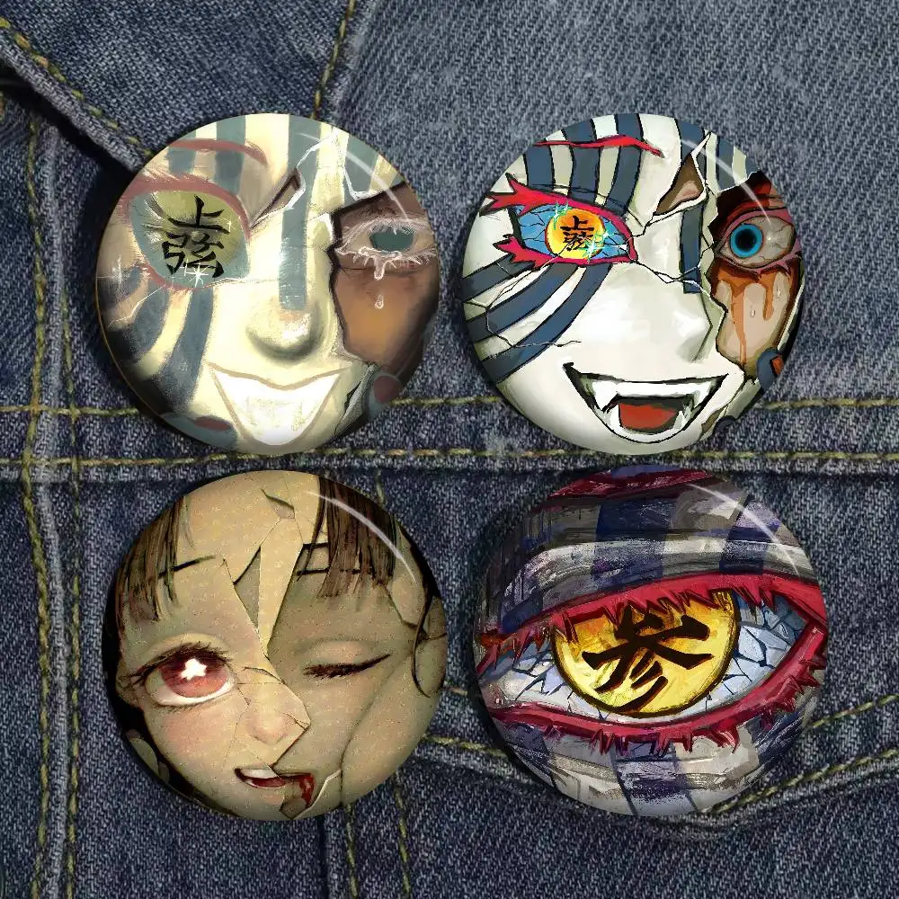 Fantasy Anime D-Demon S-Slayer Cartoon Brooches Anime Badge Round Handmade Brooch Lapel Pins Jewelry for Backpack Clothes Gifts