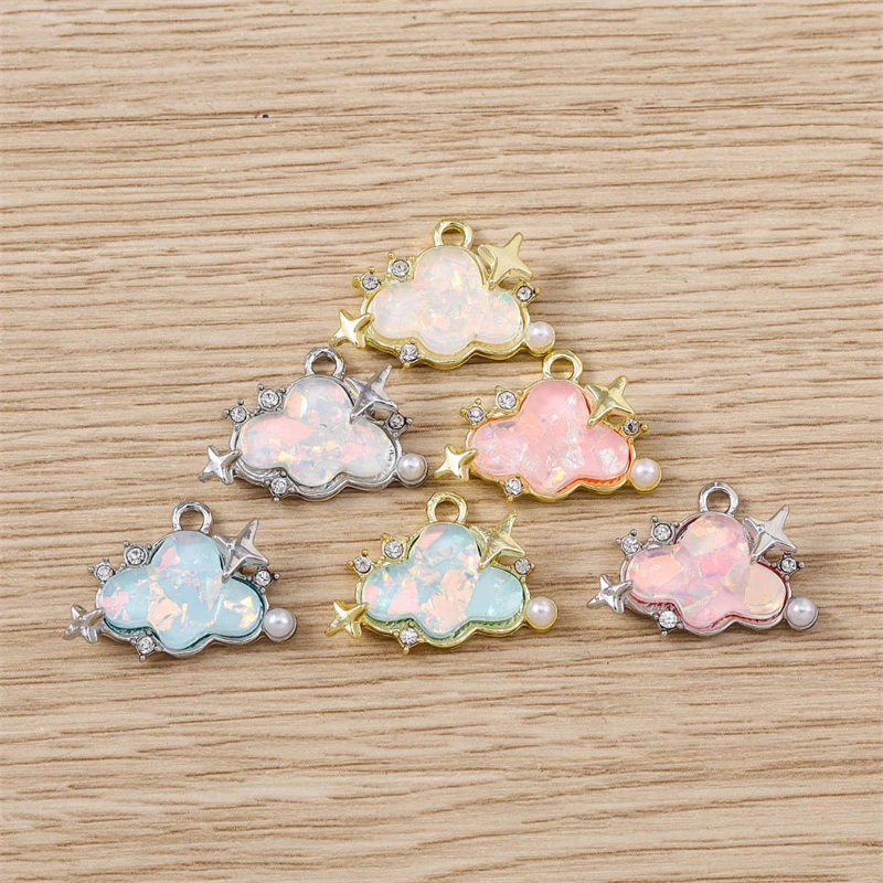 5 Stück 20 x 15 mm niedliche bunte Kristallwolken Charms Anhänger für Schmuckherstellung Tropfen Ohrringe Halsketten Armbänder Zubehör Geschenke – Detail 9
