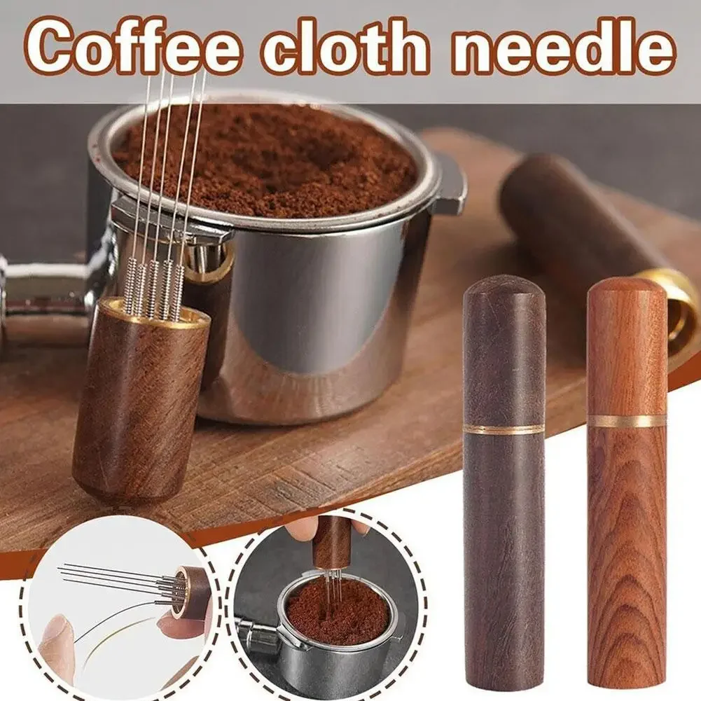 6 Needles Coffee Powder Tamper Espresso Coffee Stirrer Wood Coffee Distributor Accessories Handle Barista Tool Cafe