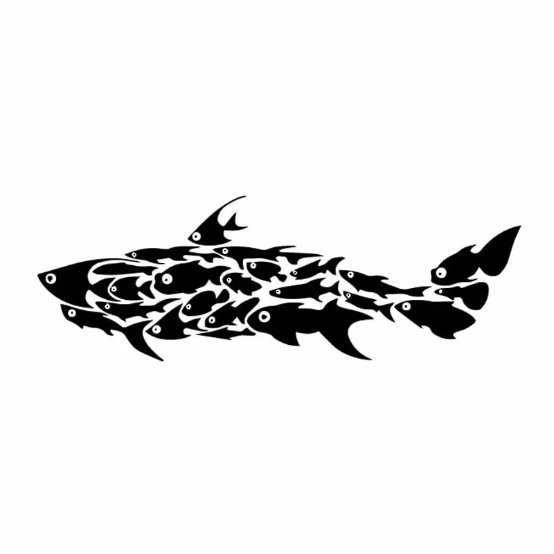

Высококачественное украшение для окна автомобиля Big Shark, изготовленное из маленькой рыбки, персонализированная водонепроницаемая аппликация из ПВХ, черный/белый, 18 см * 6 см