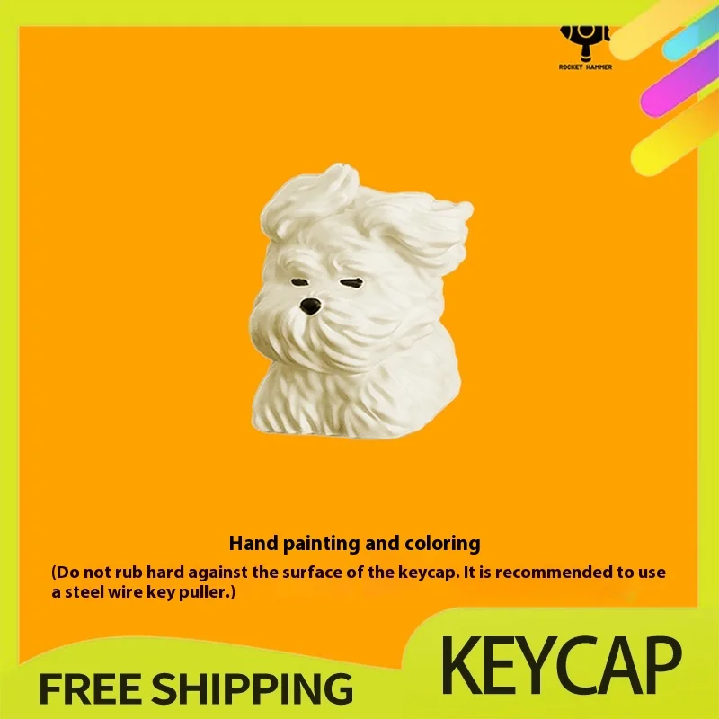 Original Cute Wind Blown Puppy Personalized Key Caps 1 Pc. Vintage Resin Mx Switch Keycaps For Keyboard Customied Accessories