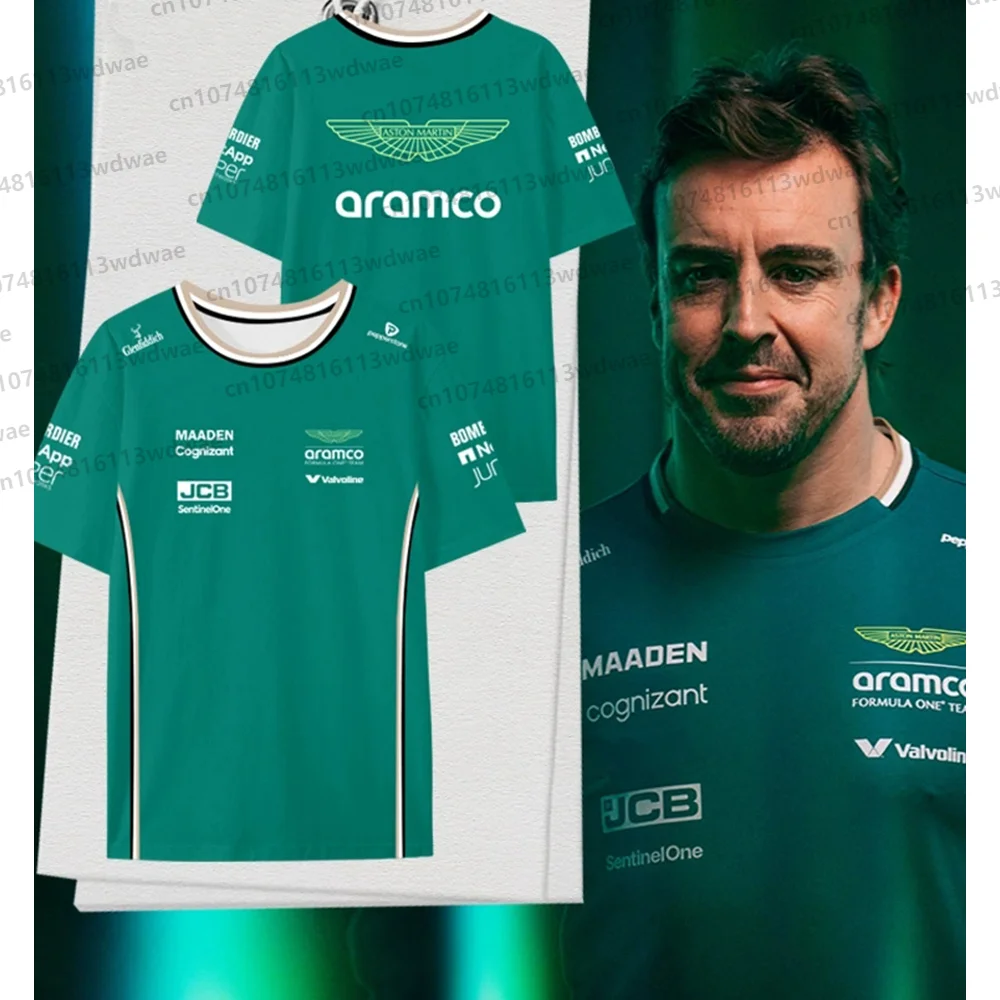 

Футболка Aston Martin Team, гоночная футболка с 3D принтом Aramco Team Jersey 2025 Fernando Alonso 14, футболка для фанатов команды Aston Martin