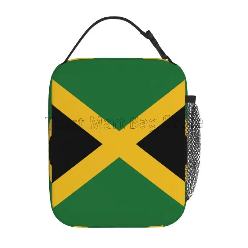 Jamaica Flag Insulated Lunch Bag Reusable Lunch Box Thermal Cooler Bento Tote Bag for Men Women Work Office Picnic Hiking Travel