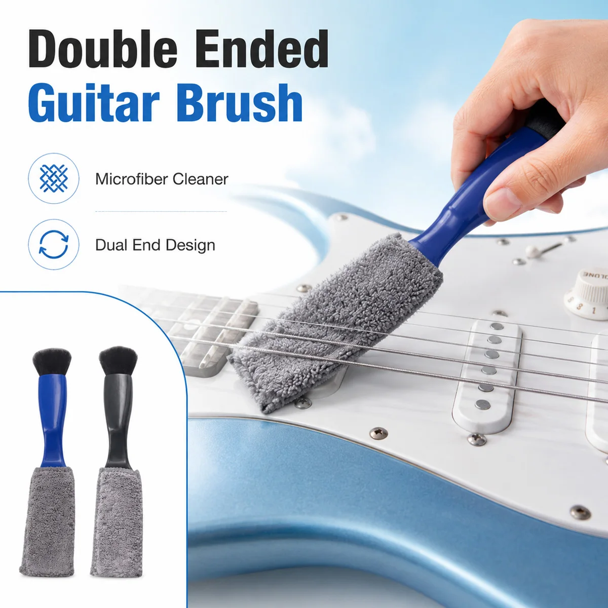 Double Ended Instrument Cleaning Brush Guitar String Cleaner Microfiber Dusting Tool For Guitar Bass Piano Violin Daily Tools