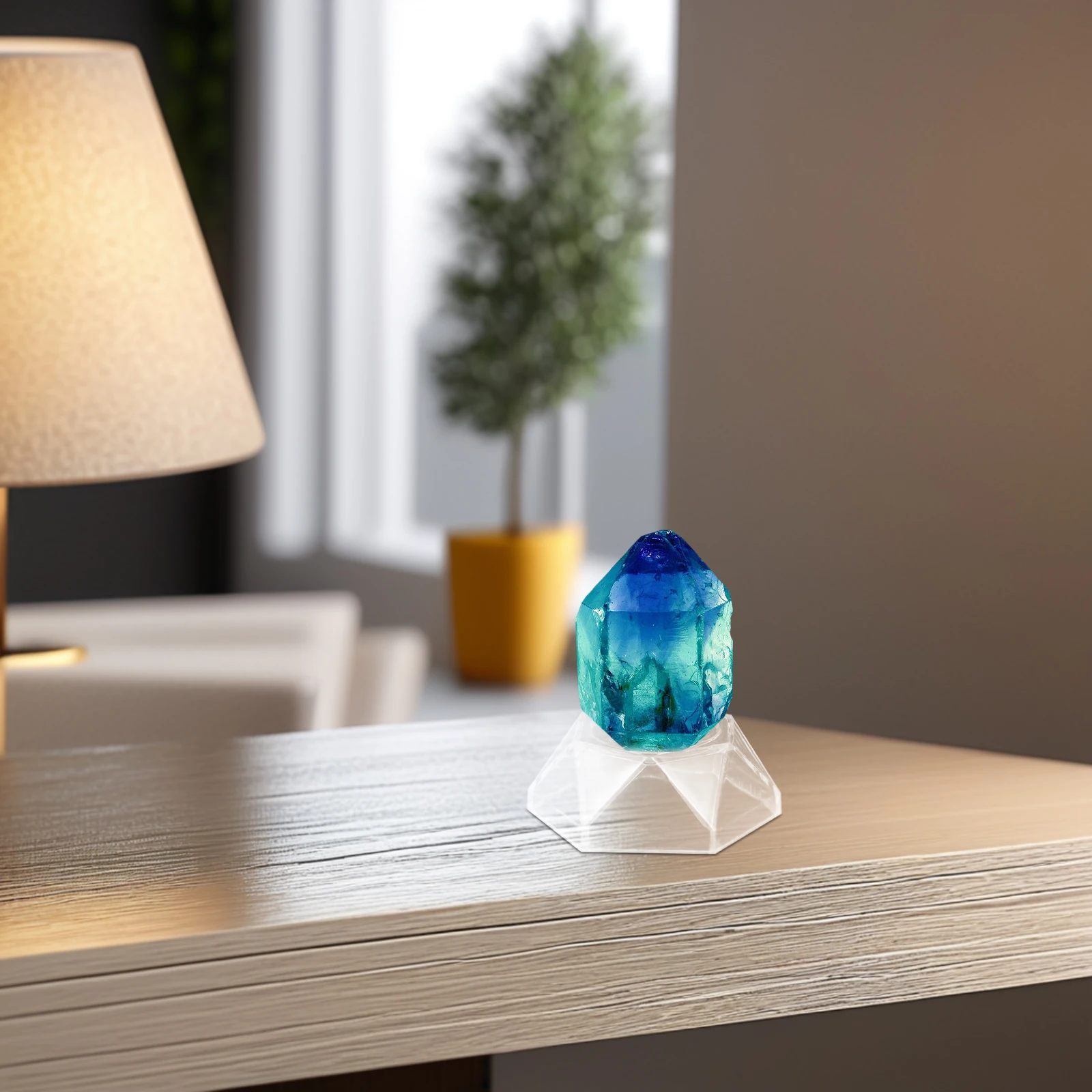 

10Pcs Mineral Specimen Display Stand Acrylic Transparent Hexagon Base Stable Crystal Ball Holder for Home Office Exhibition