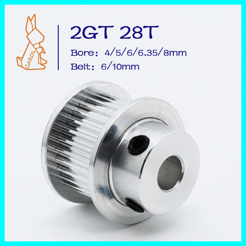 

28Teeth GT2 Timing Pulley Bore 4/5/6/6.35/8mm 2M Tooth Belt Width 6/10mm 3D Printer Parts Synchronous Wheels 28T 2GT Belt Pulley