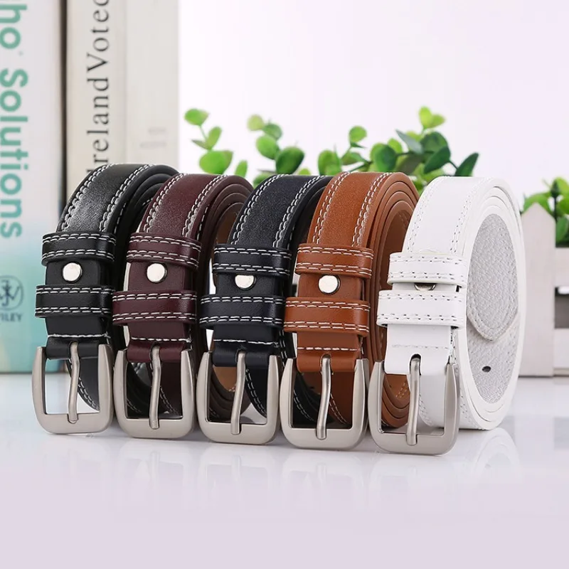 Fashionable Korean-Style Double-Strand Women's Belt - Simple Everyday Leather Belt for Young Adults and Students with Pin Buckle
