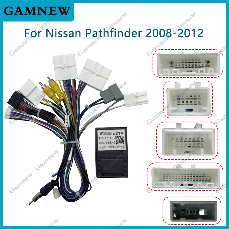 Adaptador de Cable de alimentación de Audio y Radio de 16 pines para coche con caja Canbus para Nissan Pathfinder 2008-2012 arnés de cableado de energía estéreo de Audio