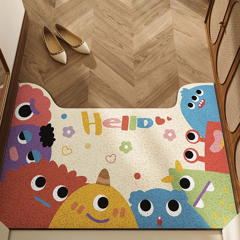 Entry door floor mat Door entry mat cute coil carpet personality creative dirt resistant door silk ring entry mat