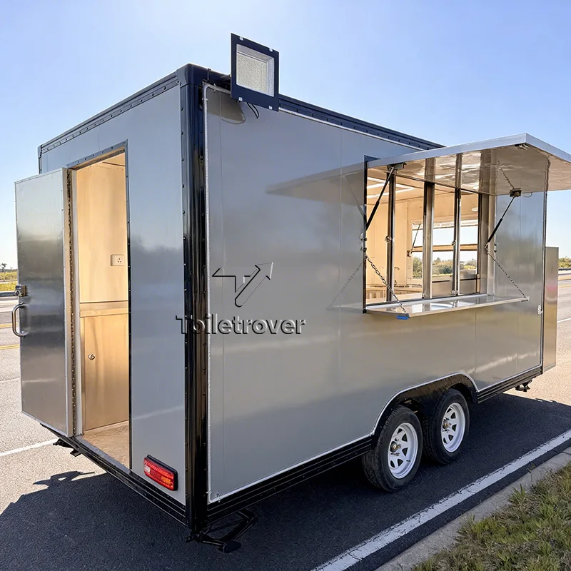 

Professional Grade Custom Stainless Steel Food Trailer with Full Kitchen Commercial Concession Outdoor Mobile Vending Equipment