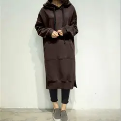 Hoodie Dress Long Dress Skin-Kindly Streetwear Women Casual Coat Sport Hoodie Dress   Women Casual Coat  Women Clothing