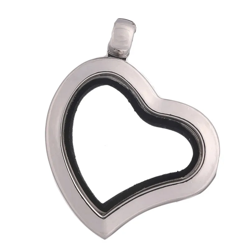 10PCS Plain Irregular Heart Glass Living Memory Floating  Locket Alloy Pendant Charms Jewelry Making Necklace Keychain Women Men