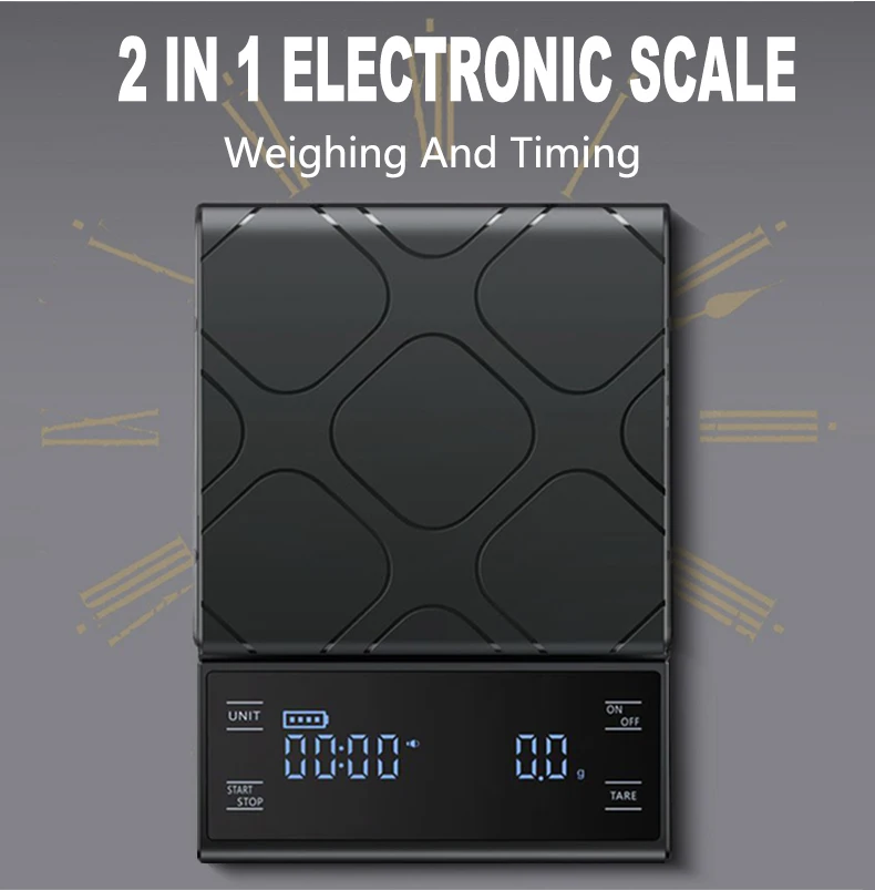 2 in 1 Timing Electronic Scale High Precision Portable With Timer Kitchen Weighting Digital Electronic Balance Coffee Scale Type