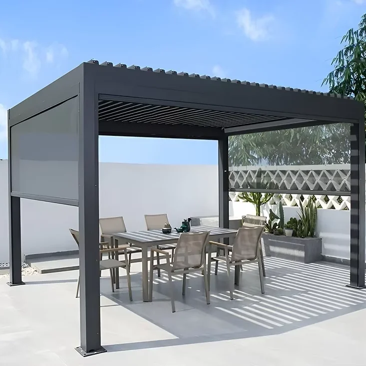 Electric Bioclimatic Aluminum Modern Pergola Gazebo Waterproof Heavy Duty Adjustable Louvered Roof Outdoor Patio Garden Yard