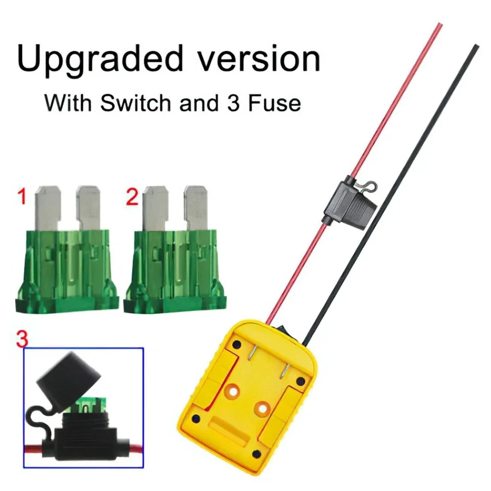For DeWALT DCB 18V/20V Battery DIY Adapter with Wire & Output Switch, for Milwaukee Makita Bosch Ryobi Power Tools