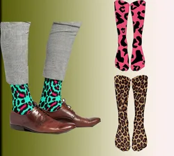 Calcetines con estampado de leopardo para hombre y mujer, medias con estampado 3D de dibujos animados, Harajuku, para estudiantes