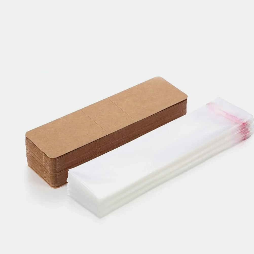 

1 set Bulk Bookmark Sleeves Kraft Paper Holders Organizer Storage Display Packaging Tear Resistant Minimalist for Lovers