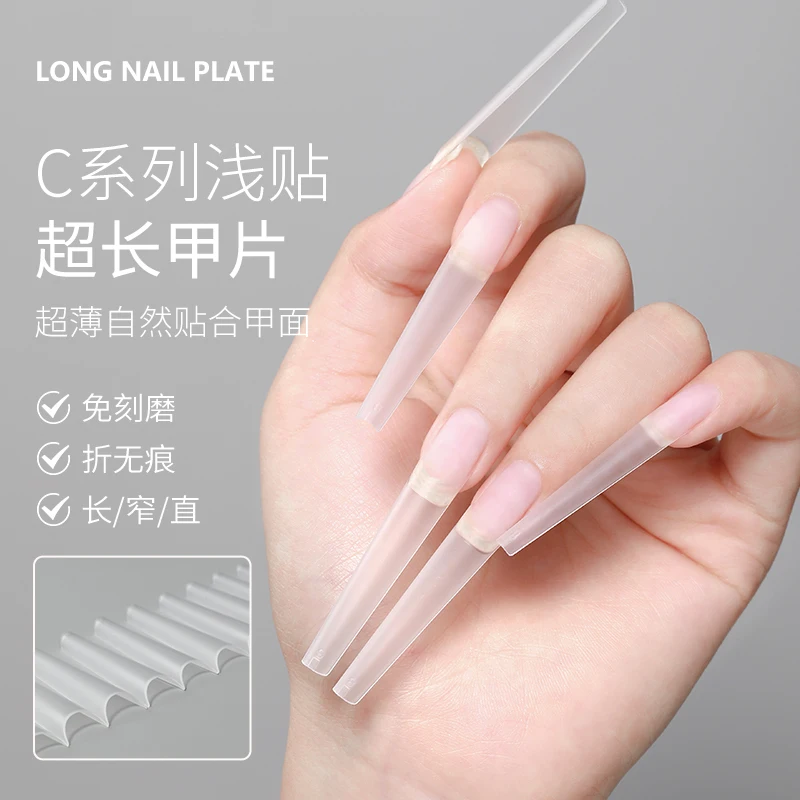 

ABS Half Cover Extra Long Tough 240PCS/Box Press On Fake Nail Matte Coffin Acrylic False Nail Tips Extension Manicure Tool