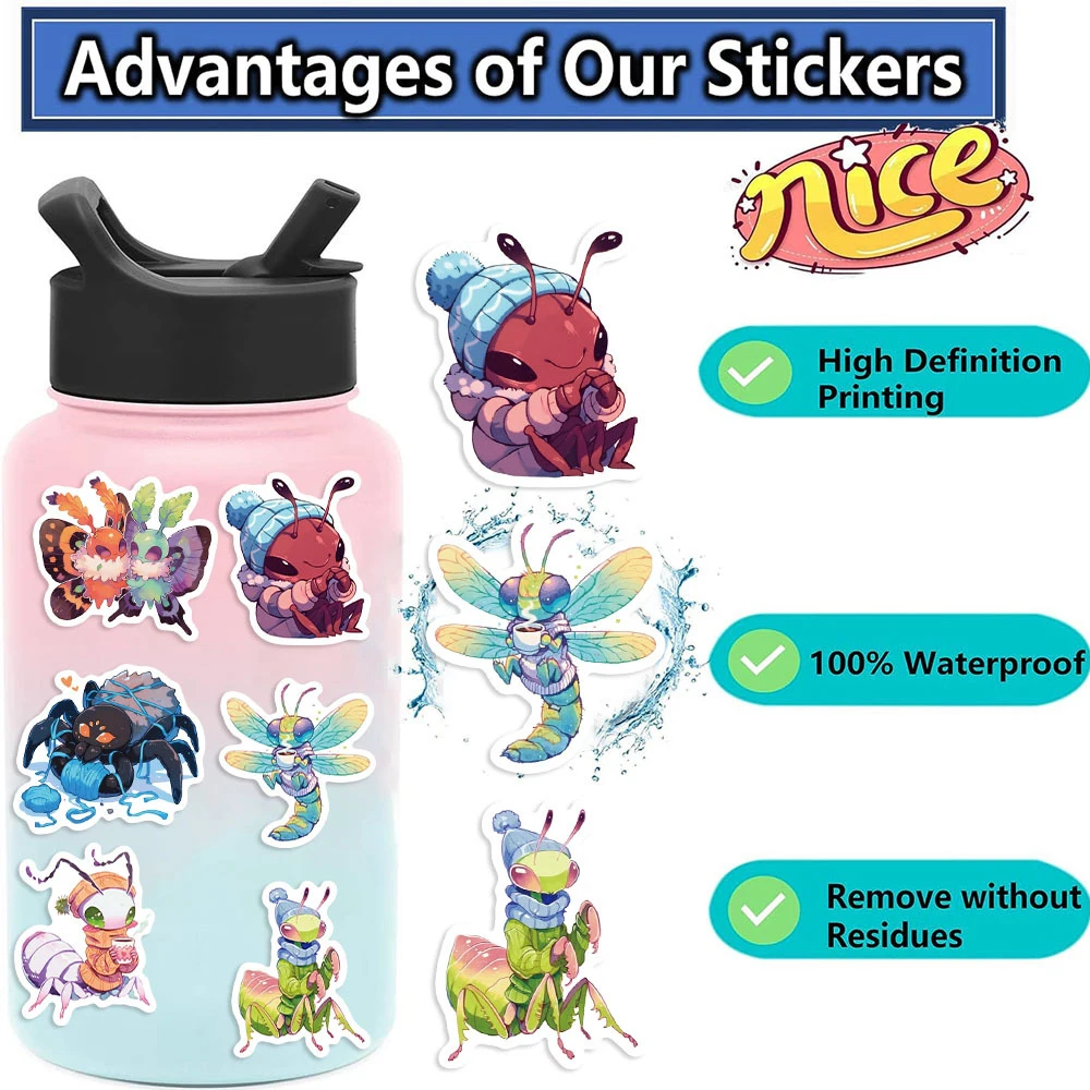 10/30/50pcs Candy insecs Cartoon Graffiti Stickers per Laptop Phone Guitar Notebook impermeabile Cute Cartoon Sticker Toys Gifts