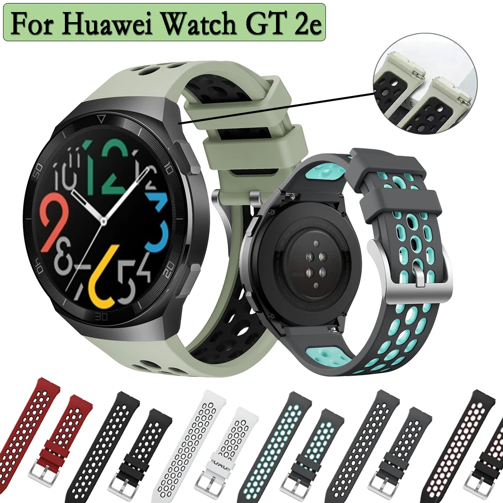 22mm Strap For Huawei Watch GT 2e Silicone Strap Smart Watch Replacement Quick Release Double Colors Bracelet Accessories