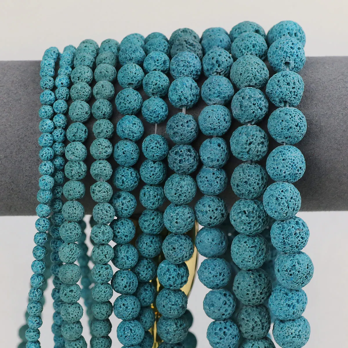 Natural Stone Lake Blue Volcanic Lava Beads 4-12mm Round Loose Spacer Beads For Handmade Diy Jewelry Making Bracelets Necklaces