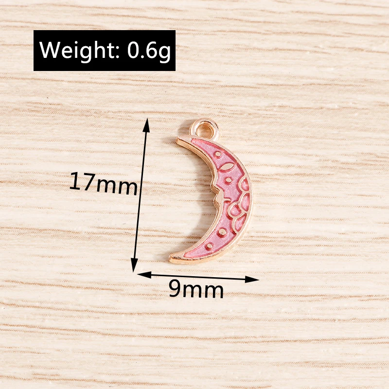 10pcs 9x17mm Cute Enamel Crescent Moon Charms Pendants for Making Earrings Necklace Bracelet DIY Handmade Craft Jewelry Findings