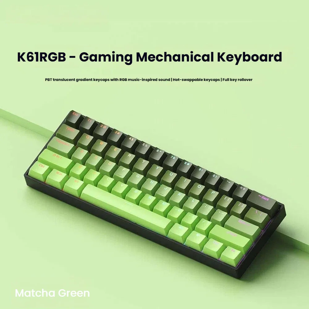 K61 USB Mini Mechanisch Gaming Bedraad toetsenbord Hot-swappable mechanisch toetsenbord Afneembare kabel