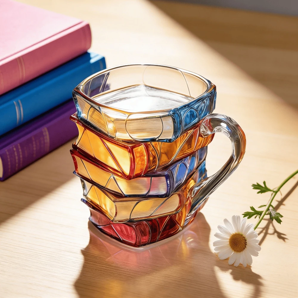

Simple High Borosilicate Material Glass Cup with High Aesthetic Value Book Mugs Household Artificial Painting Coffee Cup