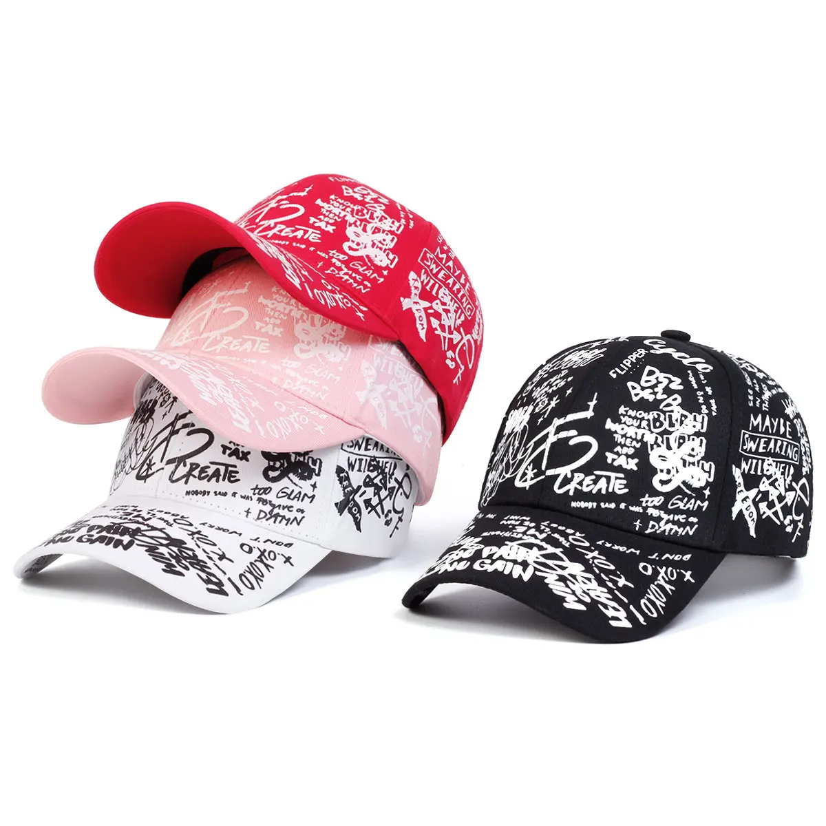 Unisex Letter Geometry Printing Snapback Baseball Caps Spring and Autumn Outdoor Adjustable Casual Hats Sunscreen Hat