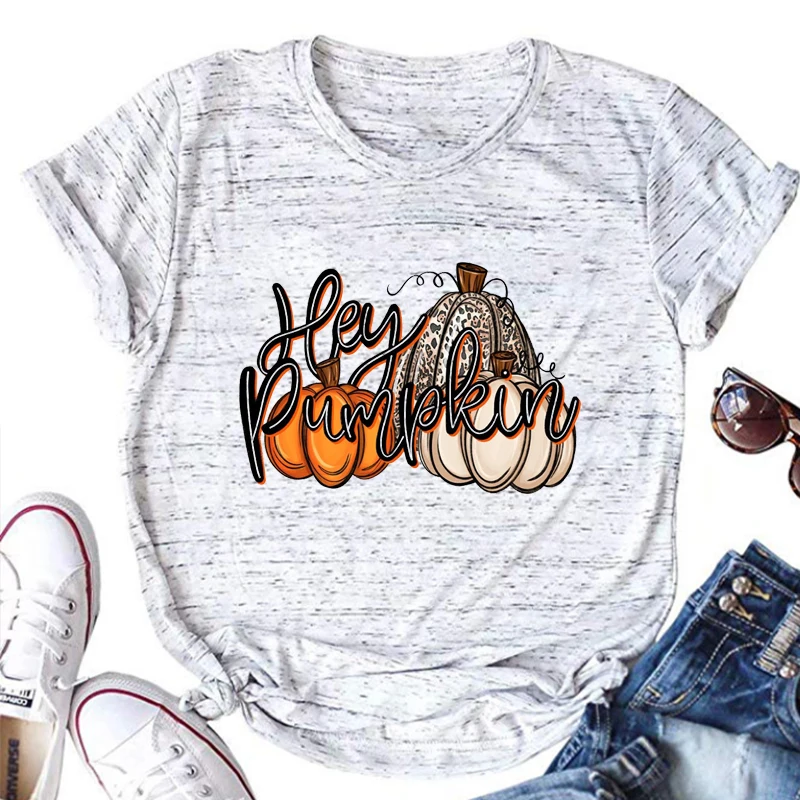 Hey Pumpkin Tee Hello Pumpkin Fall Shirt Pumpkin Tops Fall Women Tshirts Retro Thanksgiving Shirts Leopard Pumpkin Clothes