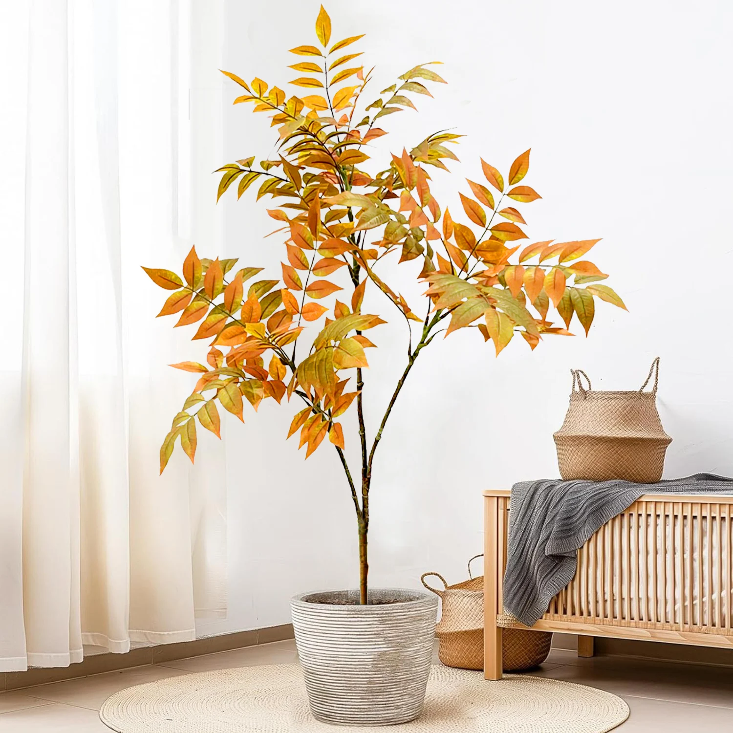 77–135 cm (53,1 Zoll) künstliche Geigenblätter, Ficus-Feigenpflanze für den Außenbereich, Hof, Garten, Balkon, Innenbereich, Heim- und Bürodekoration – Detail 29