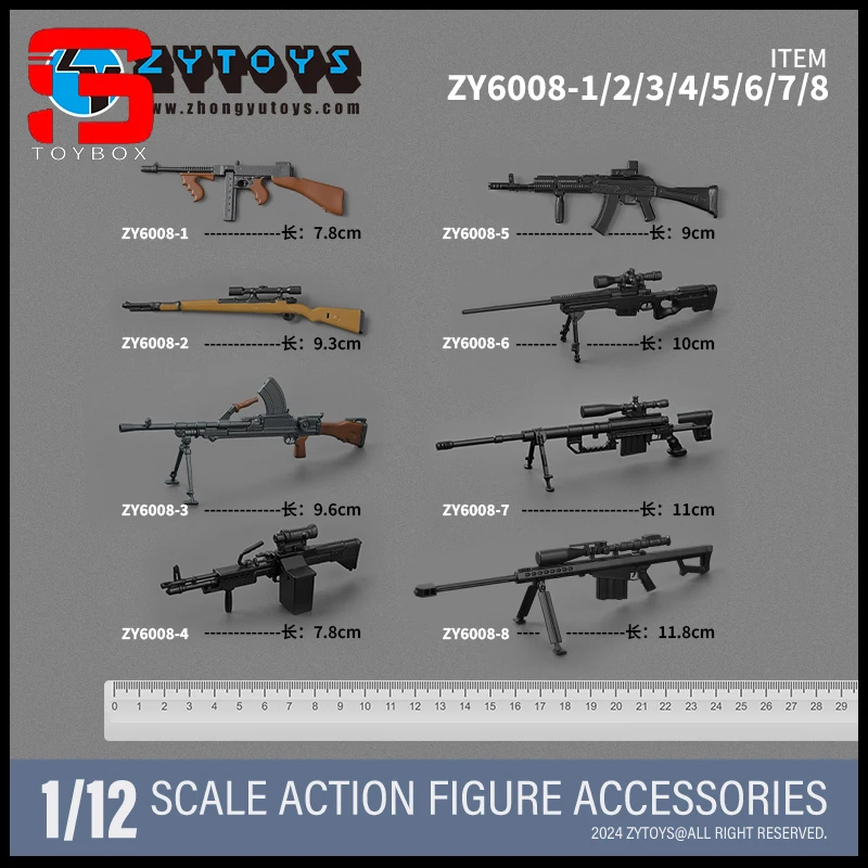 In Stock ZYTOYS ZY6008 1/12 M1928 98K Sniper Rifle Gun Model 8pcs/set Weapon Scene Accessories Fit 6'' Soldier Action Figure