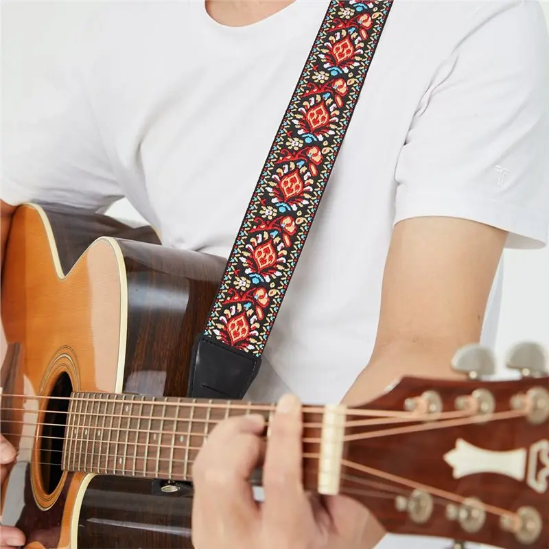 ABKG Schultergurte für Akustikgitarre, bestickter Gurt für Akustikgitarre/bestickter Gurt für E-Gitarre, Gitarrenzubehör