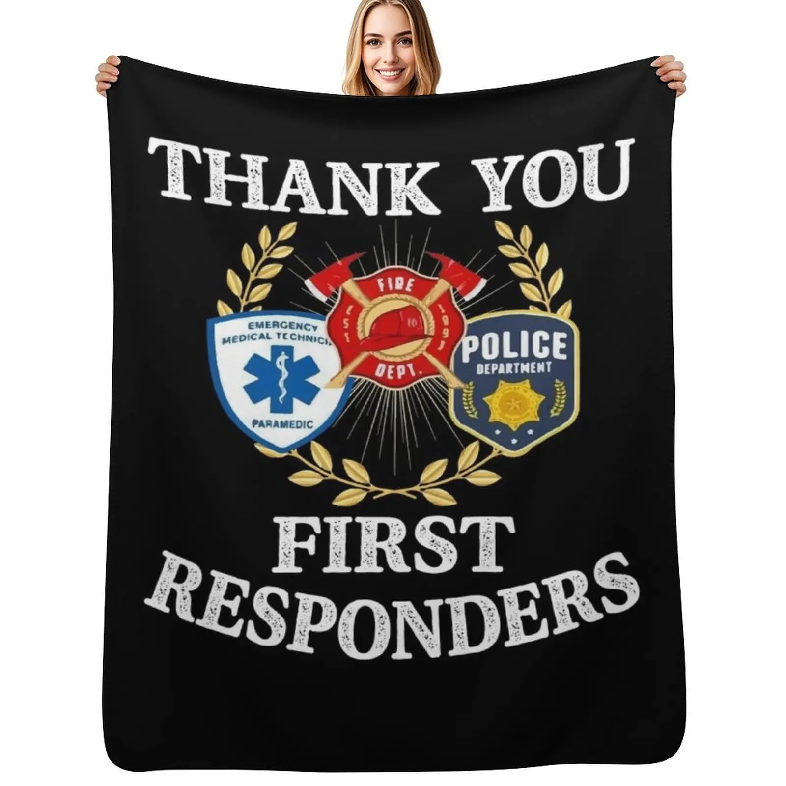 Thank You First Responders EMT Police Firefighter Throw Blanket for babies Giant Sofa Luxury Thicken Sofa Throw Blankets