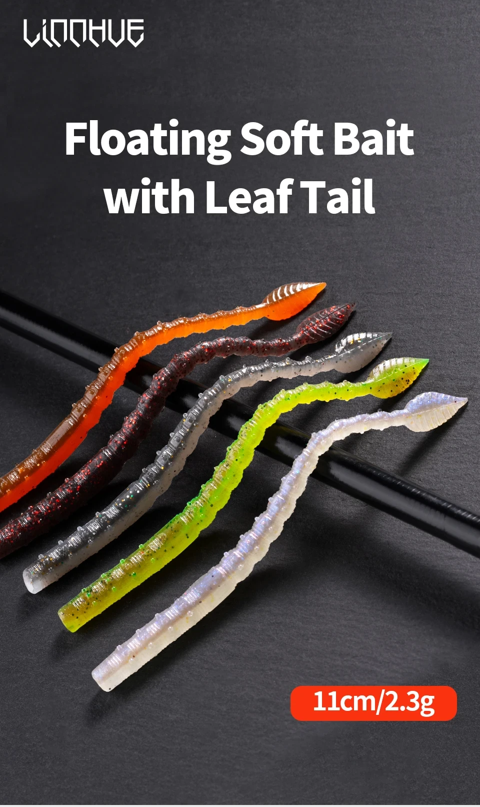 15 teile/paket Schwimmende Angeln Weiche Köder 110mm Pailletten Wurm Silikon Swimbaits Lockt Pesca Bass Karpfen Angeln Tackle Köder – Detail 2