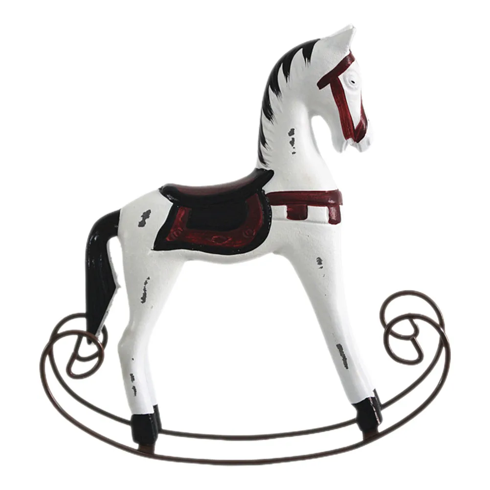 

Wooden Rocking Horse Vintage Decorative Ornament Rustic Desktop Rocking Decor Horse Art Sculpture
